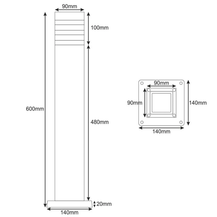 Słupek, lampa ogrodowa E27 60cm czarna_6