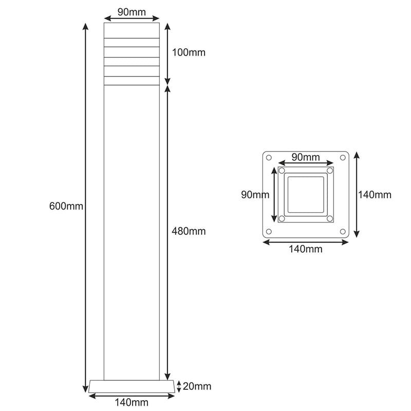 Słupek, lampa ogrodowa E27 60cm czarna_6