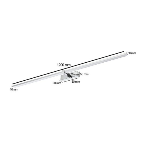 Kinkiet, lampa nad lustro VENUS 24W 120cm chrom wymiary
