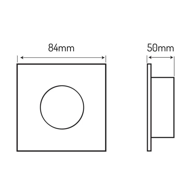 Oprawa GU10, MR16 wodoodporna, kwadratowa, stała, odlew - aluminium czarna wymiary