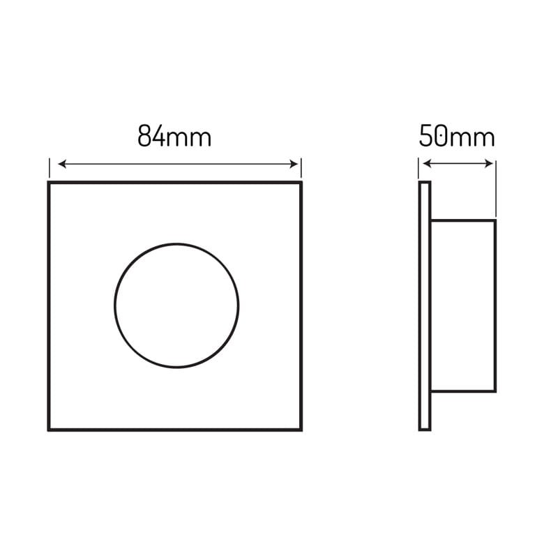 Oprawa GU10, MR16 wodoodporna, kwadratowa, stała, odlew - aluminium czarna wymiary