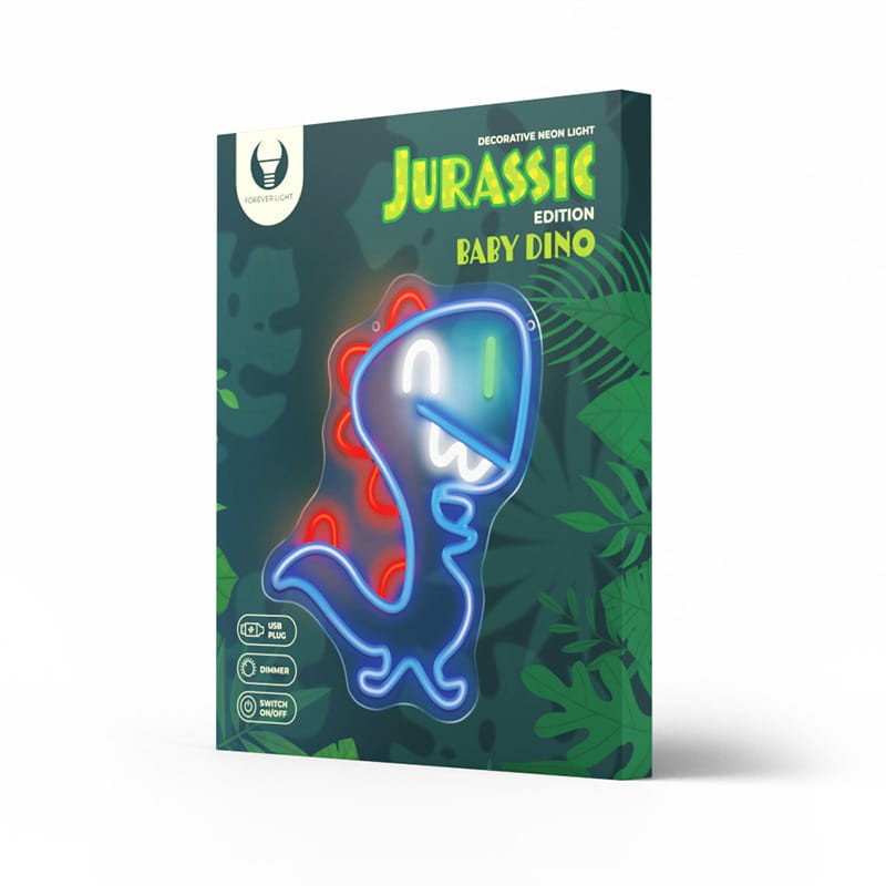 Neon dekoracyjny LED JURASSIC BABY DINO niebieski z ściemniaczem + USB_1