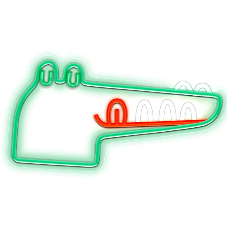 Neon dekoracyjny LED JURASSIC KROKODYL zielony z ściemniaczem + USB