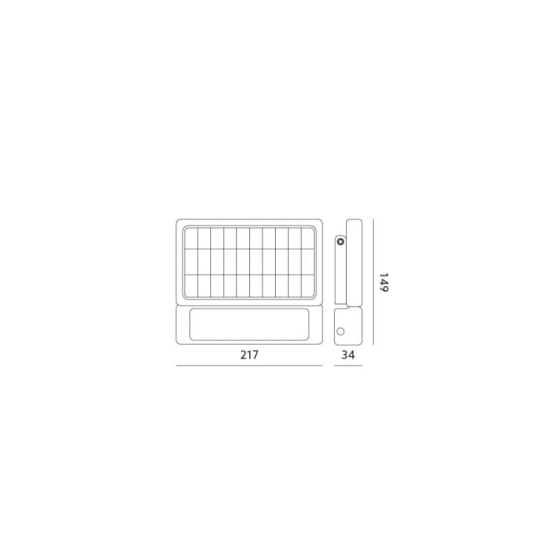 Naświetlacz LED SOLARNY MHC 5W biały neutralny z czujnikiem ruchu wymiary
