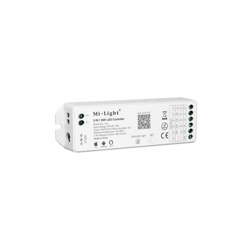 Sterownik LED WiFi 5in1 RGB+CCT uniwersalny 6A - WL5