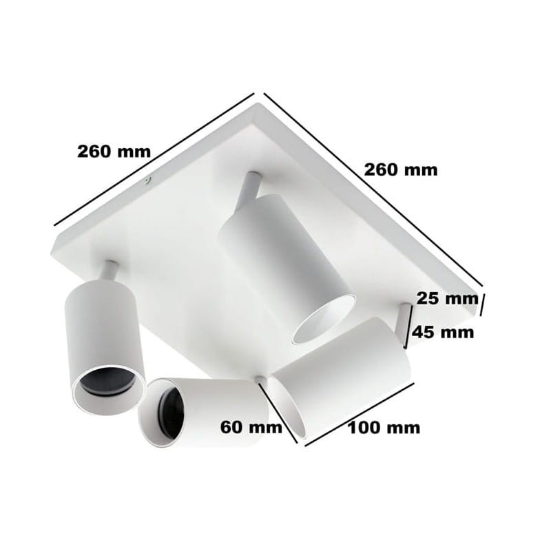 Kinkiet poczwórny QUALIS IV biały wymiary