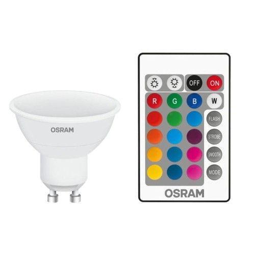 Żarówka LED Osram GU10 RGBW biała ciepła 4,5W + z pilotem