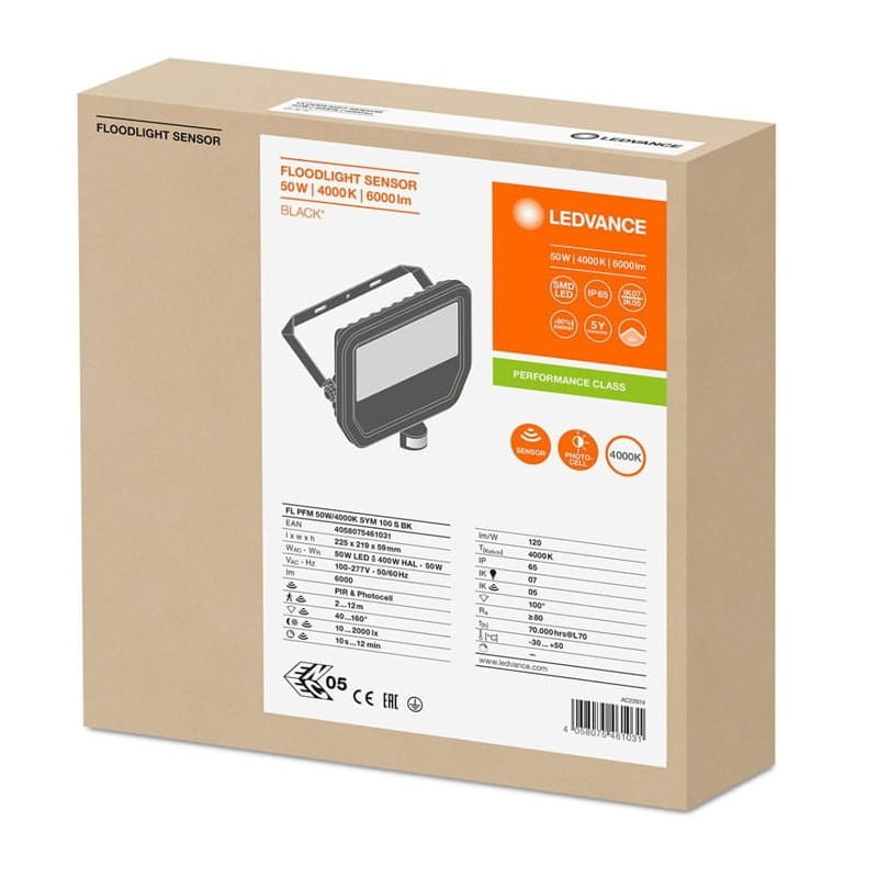 Naświetlacz LED LEDVANCE FLOODLIGHT 50W - 4000K czarny z czujnikiem ruchu pudełko