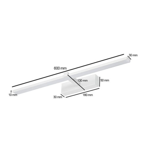 Kinkiet, lampa nad lustro VENUS 12W 60cm biała wymiary