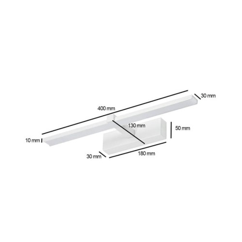 Kinkiet, lampa nad lustro VENUS 8W 40cm biała wymiary