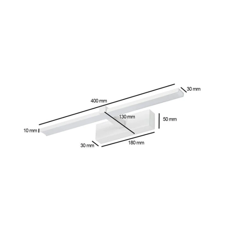 Kinkiet, lampa nad lustro VENUS 8W 40cm biała wymiary