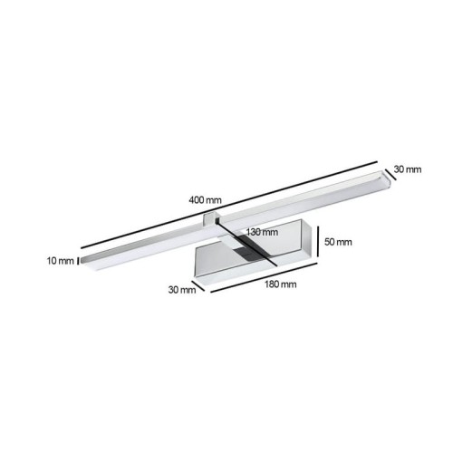 Kinkiet, lampa nad lustro VENUS 8W 40cm chrom wymiary