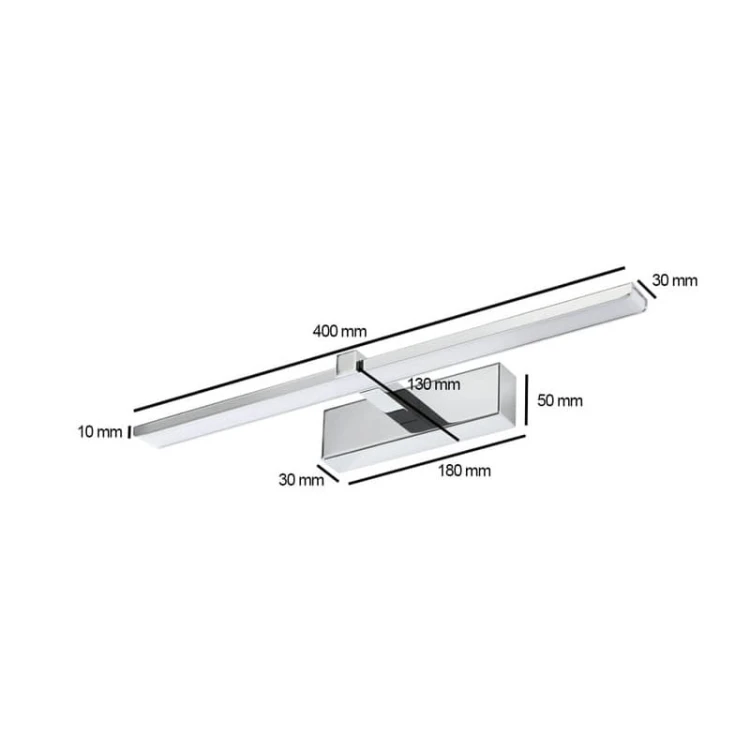 Kinkiet, lampa nad lustro VENUS 8W 40cm chrom wymiary