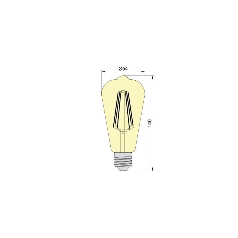 Żarówka LED E27 10W Filament ST64 biała ciepła wymiary