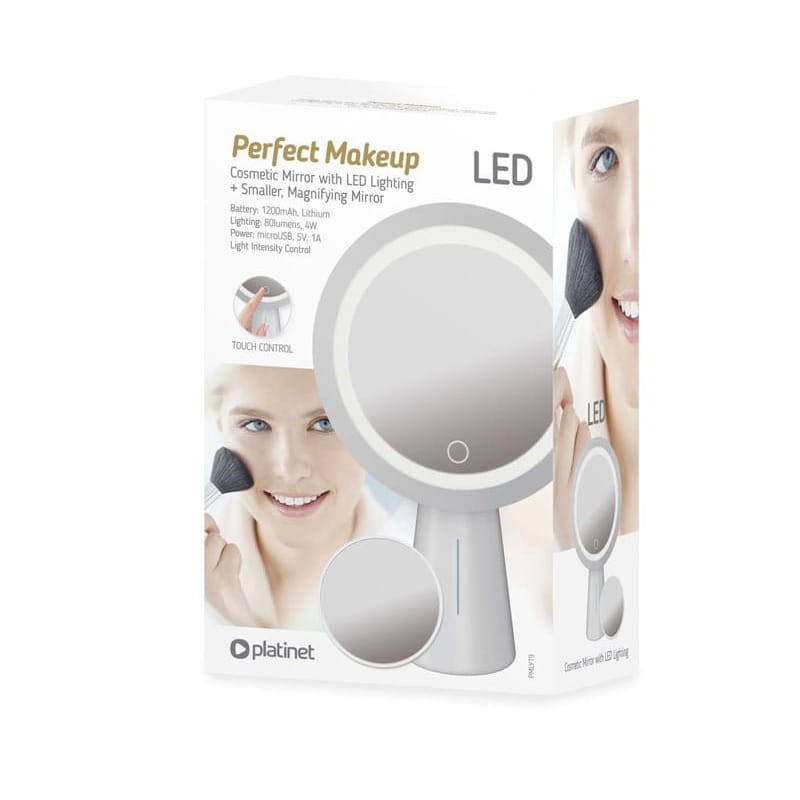 Lusterko kosmetyczne LED 3W Platinet na akumulator 1200 mAh opakowanie