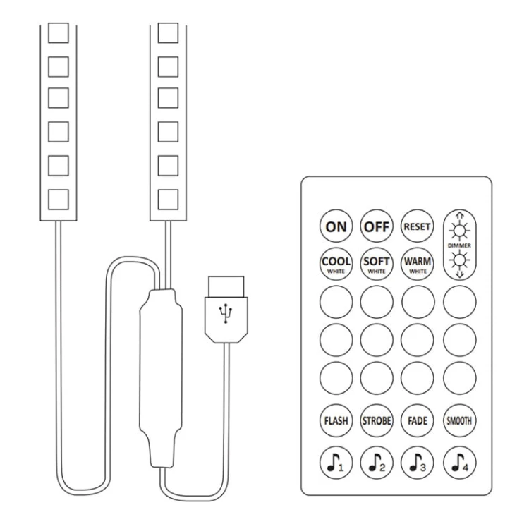 Taśma LED RGB+W do podświetlenia TV - USB + pilot _7