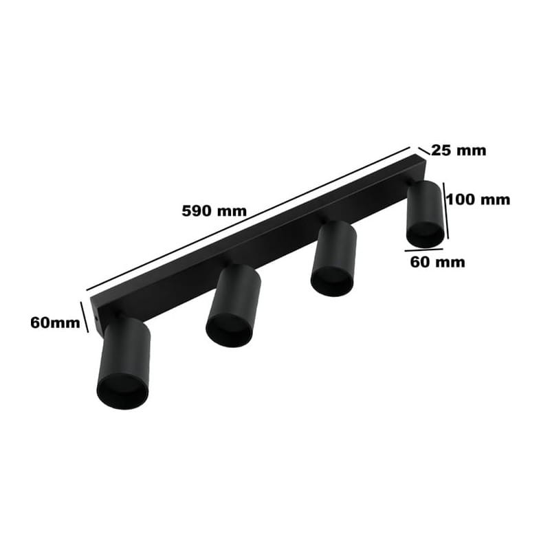 Kinkiet poczwórny QUALIS IV czarny wymiary