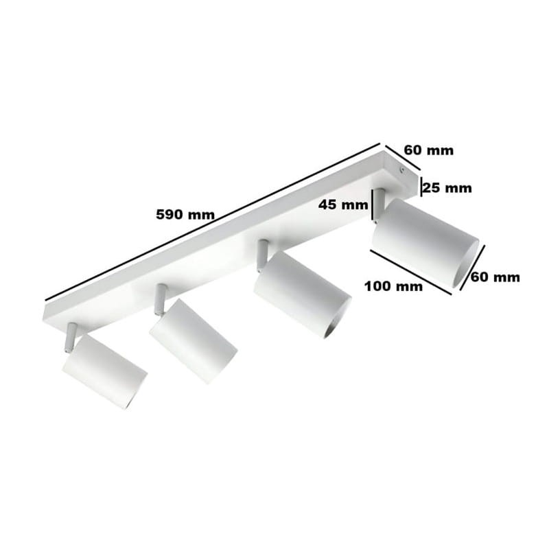 Kinkiet poczwórny QUALIS IV biały wymiary