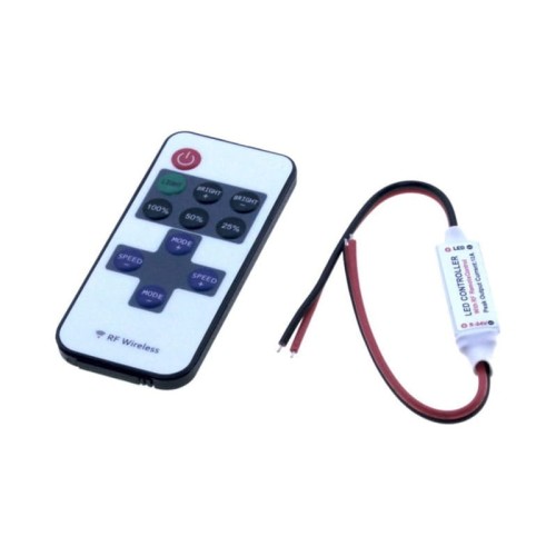 Ściemniacz LED mono mini RF DC 12V 6A 72W + pilot - kable