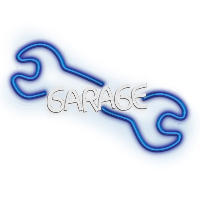 Neon dekoracyjny LED GARAGE błękitno-biały z ściemniaczem + USB