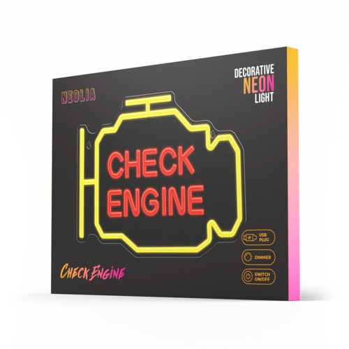 Neon dekoracyjny LED CHECK ENGINE żółto czerwony z ściemniaczem + USB_1