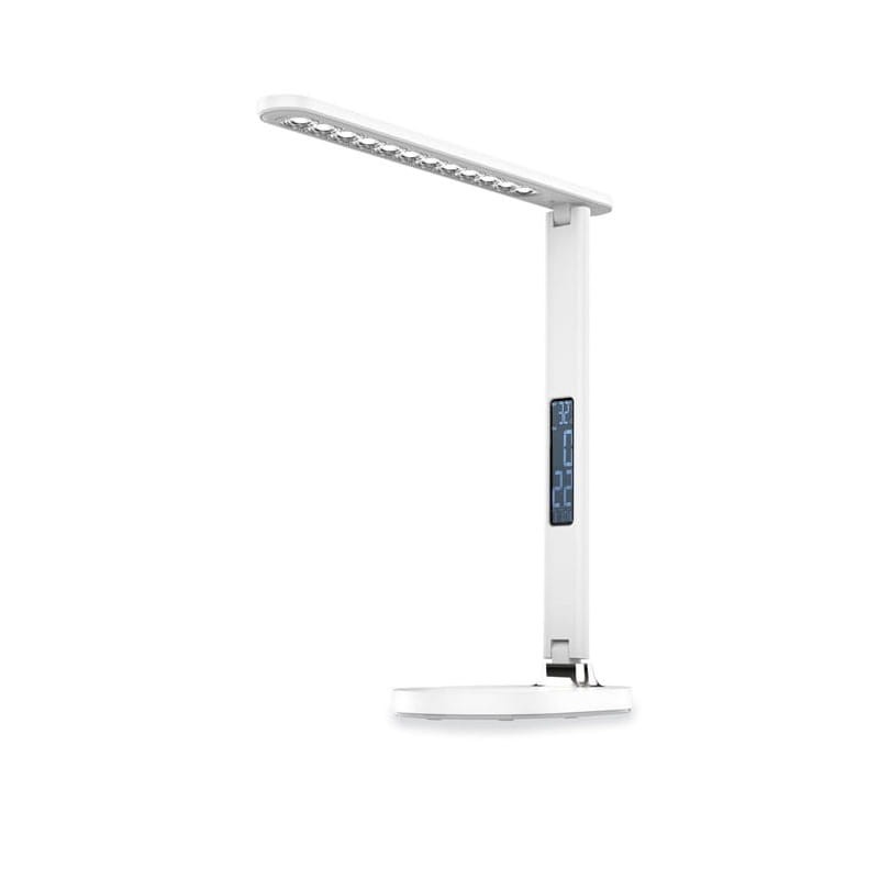 Lampka biurkowa LED 13W z zegarem, budzikiem i termometrem -biała