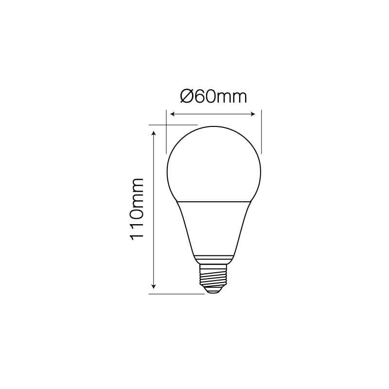 Żarówka LED LEDline E27 8W A60 biała ciepła 2700K 800lm wymiary