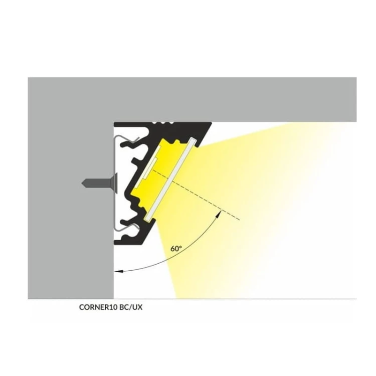 PROFIL aluminiowy narożny 30 i 60 stopni do TAŚMY LED CORNER - 2 metry kąt