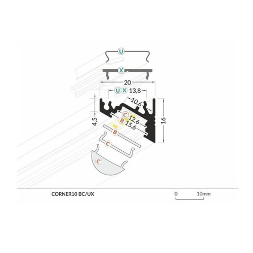 PROFIL aluminiowy narożny 30 i 60 stopni do TAŚMY LED CORNER - 2 metry wymiary