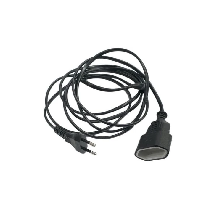 Przedłużacz 230V z płaskim gniazdem i wtyczką 2x0,75mm 3m czarny