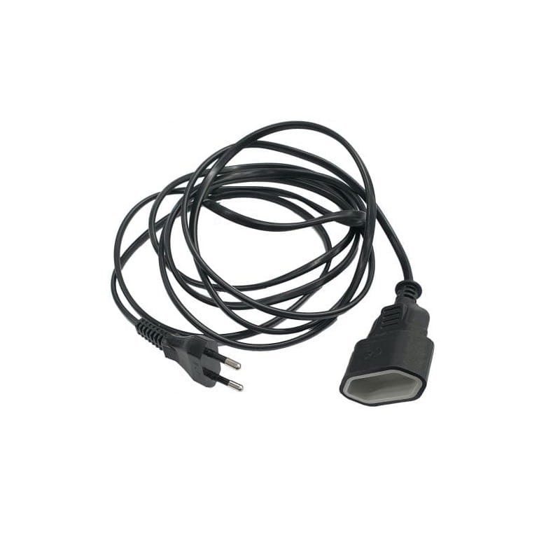 Przedłużacz 230V z płaskim gniazdem i wtyczką 2x0,75mm 3m czarny