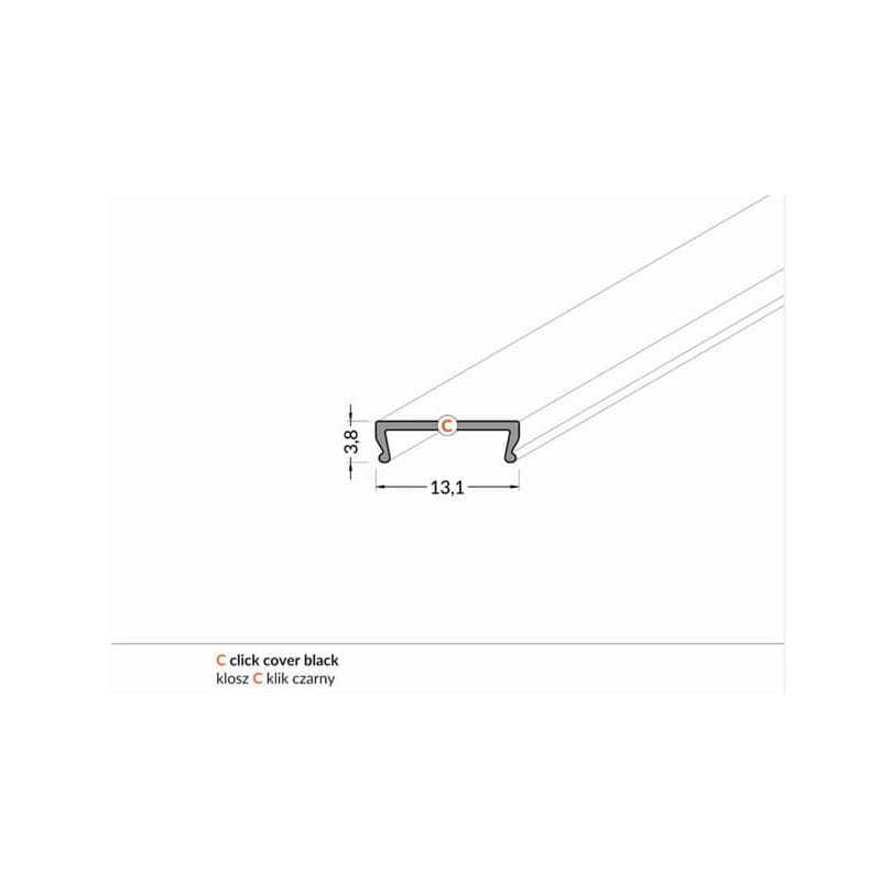 SZYBKA wciskana czarna PMMA do profilu SURFACE10, UNI12, DEEP10, GROOVE10, TRIO10, CORNER10, STEP10, WAY10, ARC12, WALLE12, PEN12, UNI-TILE12, FRAME14, OVAL20, EDGE10 2m wymiary