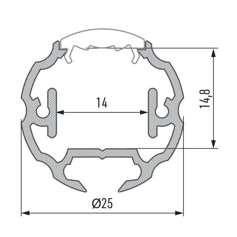 PROFIL Lumines COSMO okrągły srebrny anodowany 1m wymiary