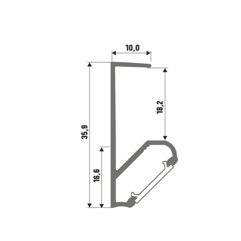 PROFIL Lumines Q18_I narożny inox anodowany 1m wymiary