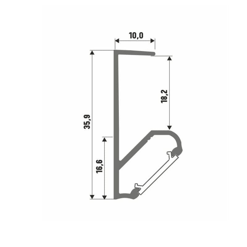 PROFIL Lumines Q18_S narożny srebrny anodowany meblowy 2m wymiary