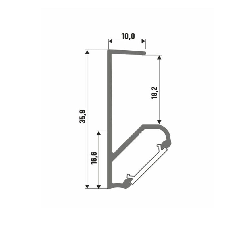 PROFIL Lumines Q18_W narożny biały anodowany meblowy 1m wymiary