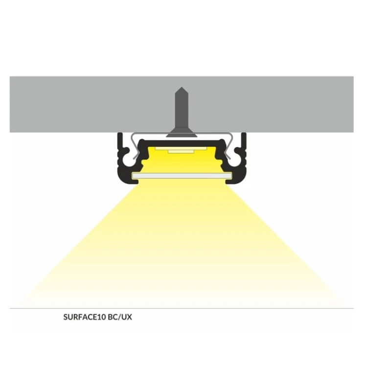 PROFIL aluminiowy nawierzchniowy czarny SURFACE10 BC-UX do TAŚMY LED - 1m kąty