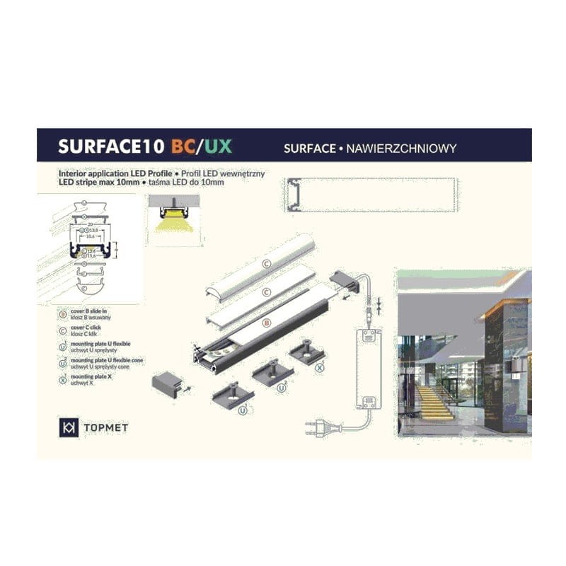 PROFIL aluminiowy nawierzchniowy czarny