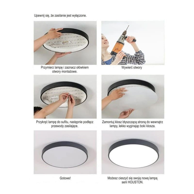 Plafon LED Houston 24W 230V 4000K - czarny montaż