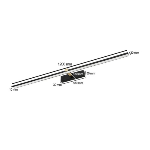 Kinkiet, lampa nad lustro VENUS 24W 120 cm czarna wymiary