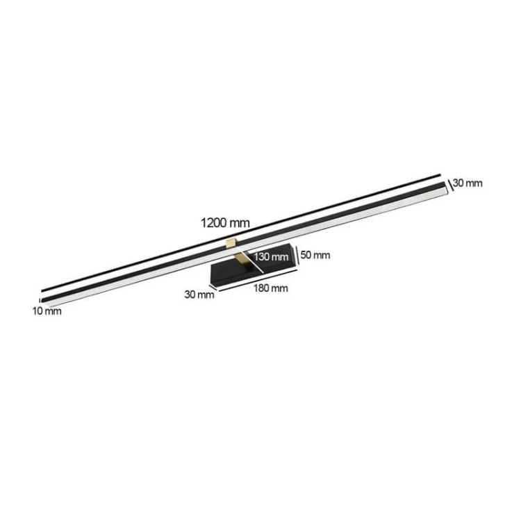 Kinkiet, lampa nad lustro VENUS 24W 120 cm czarna wymiary