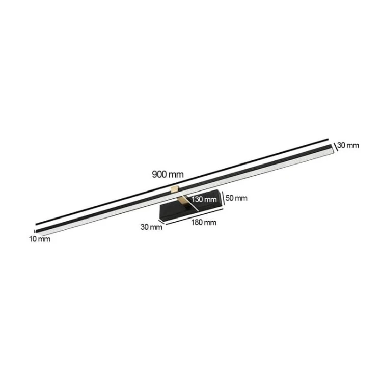 Kinkiet, lampa nad lustro VENUS 18W 90 cm czarno-złota wymiary