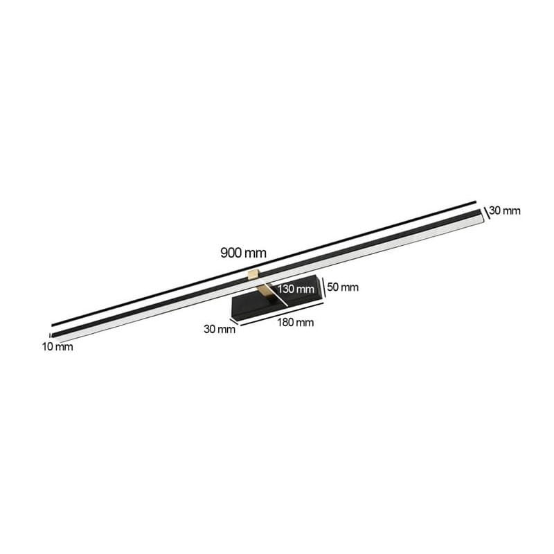 Kinkiet, lampa nad lustro VENUS 18W 90 cm czarno-złota wymiary