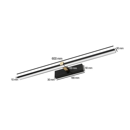 Kinkiet, lampa nad lustro VENUS 12W 60 cm czarno-złota wymiary