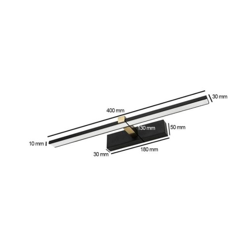 Kinkiet, lampa nad lustro VENUS 8W 40 cm czarno-złota wymiary