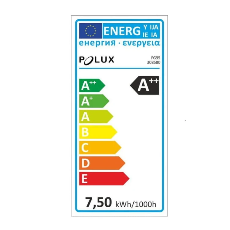 Żarówka LED E27 7,5W Filament G95 biała ciepła klasa energetyczna