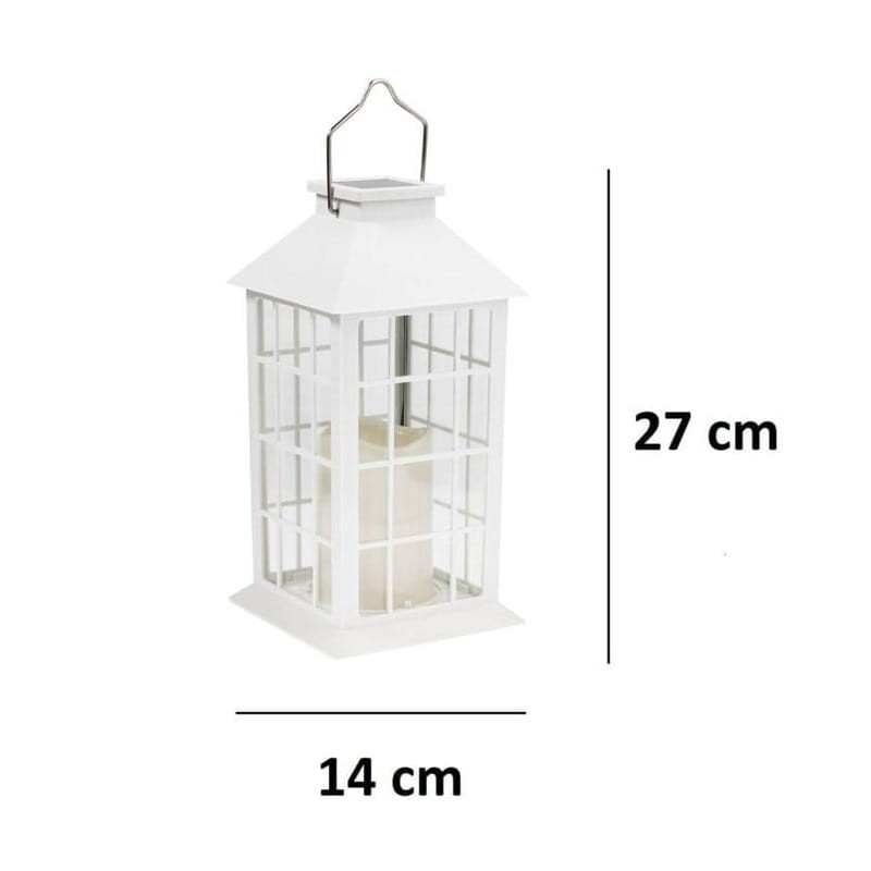 Lampa Ogrodowa LED Solarna Wisząca LATARENKA 27cm Biała Polux wymiary