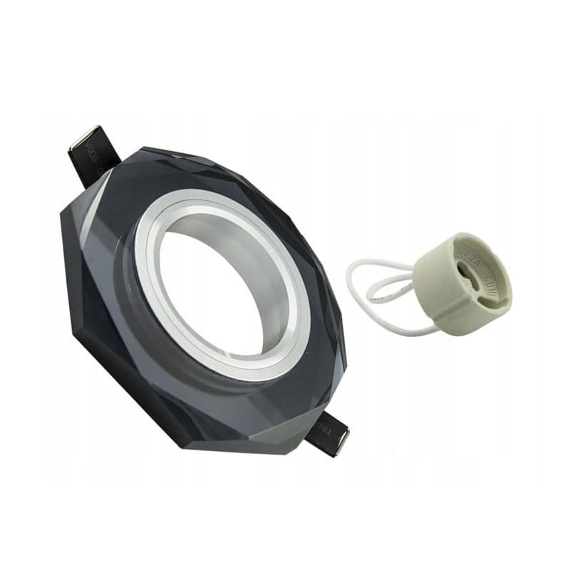 Oprawa sufitowa ozdobna MR16-GU10 ośmiokątna szklana czarna z gniazdem GU10