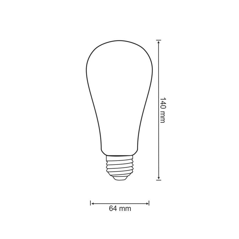 Żarówka LED E27 4W ST64 Filament kulka biała ciepła wymiary