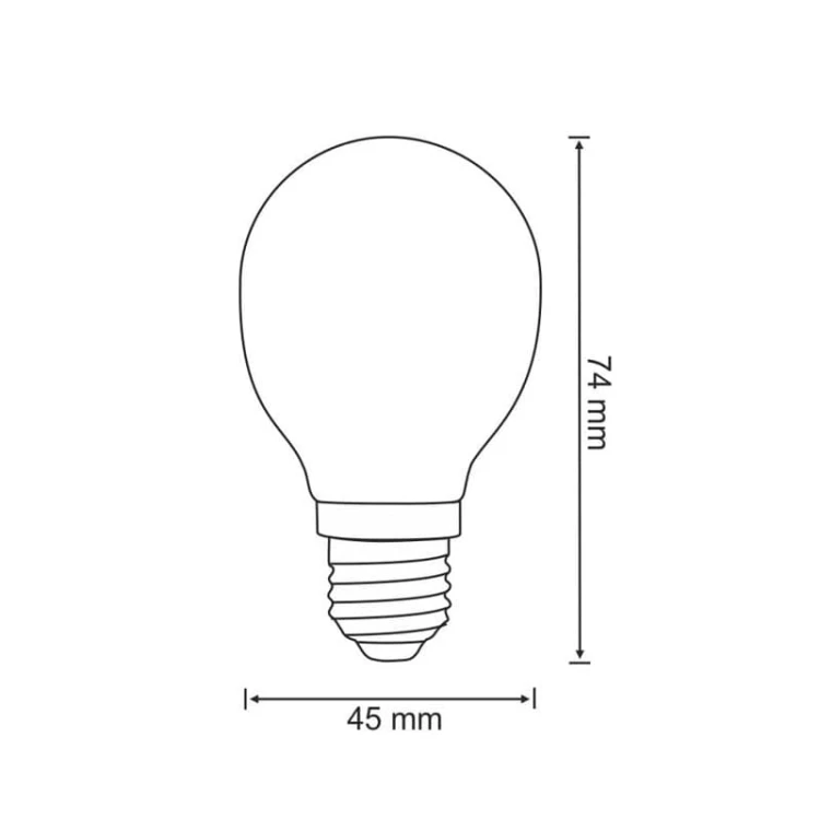 Żarówka LED E27 2W G45 Filament kulka biała ciepła wymiary